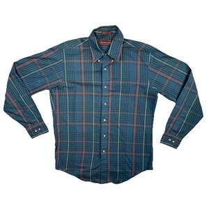 Vintage Chaps Ralph Lauren Plaid Button Down Shirt Mens L Green Red